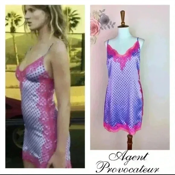 Agent Provocateur Women's Lace Trim Lucie Silk Polka D AP4/UK12/US8 - Picture 2 of 5